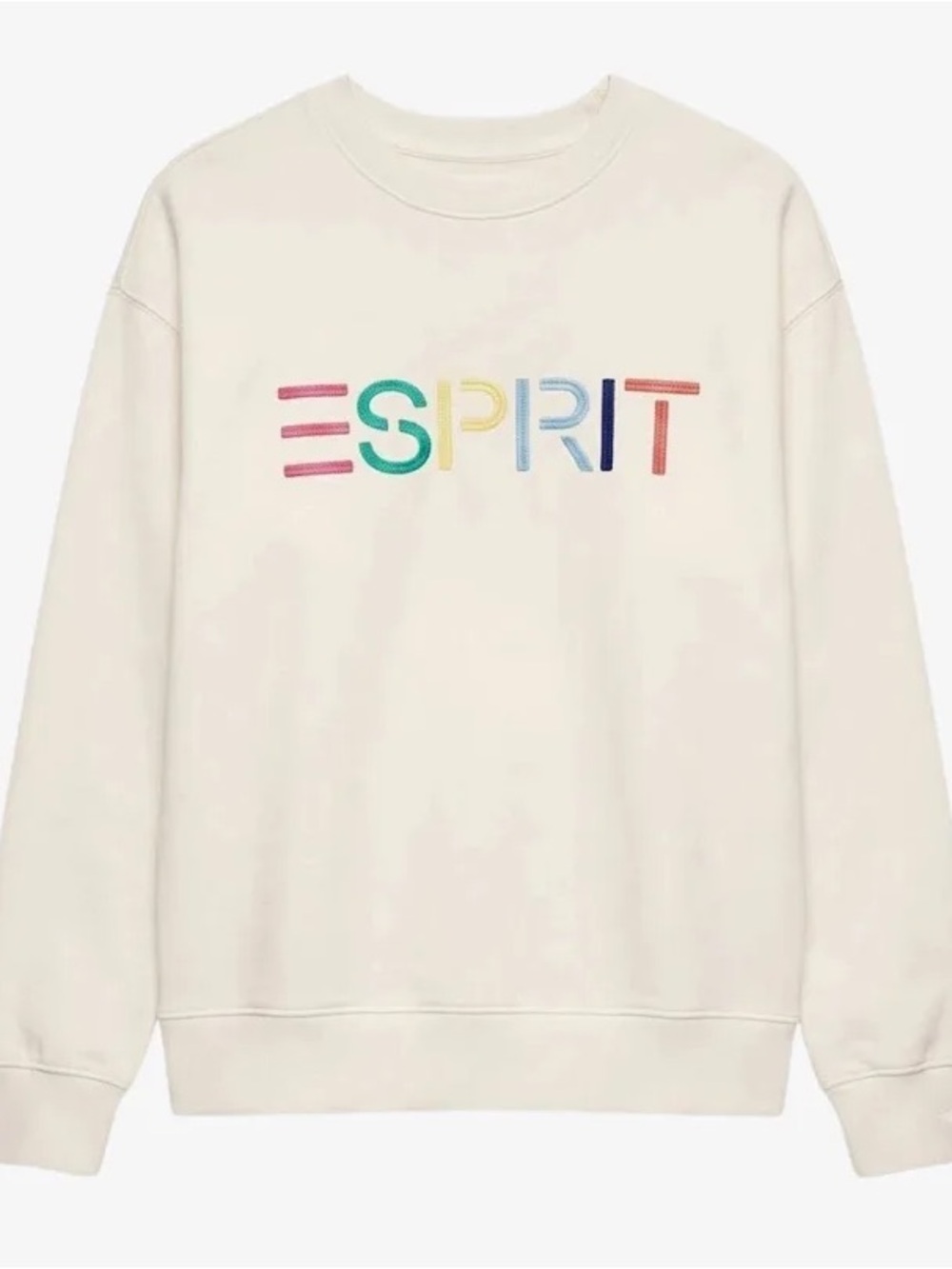 Esprit Cream Crewneck Sweatshirt with Multicolor Logo